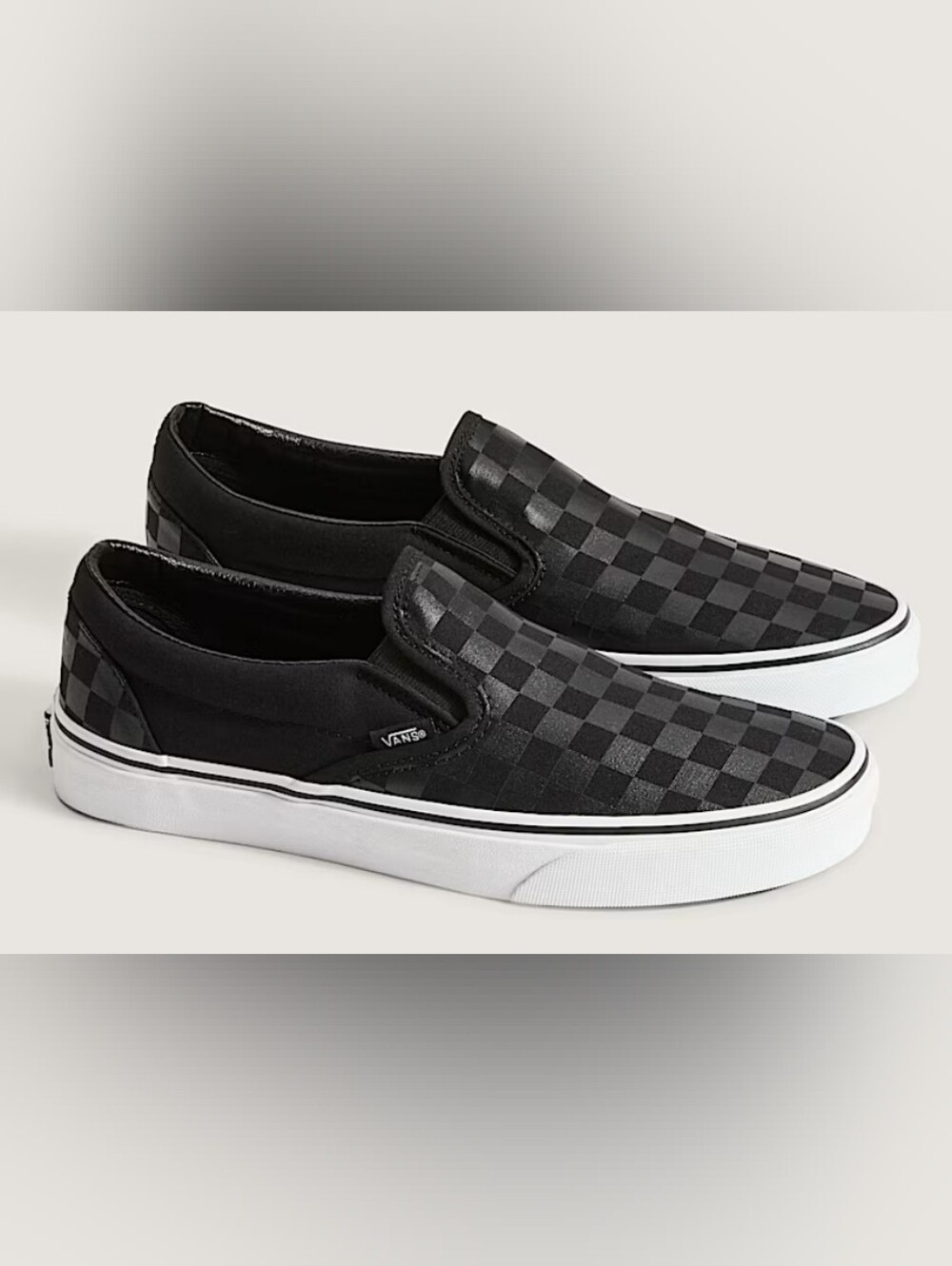 Vans Black Checkerboard Slip-On Unisex Sneakers Size M8 W9.5 New